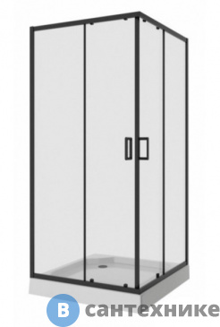 картинка Душевое ограждение Niagara NG-6888-08 black (80*80*195) квадрат, двери раздвижные, без поддона