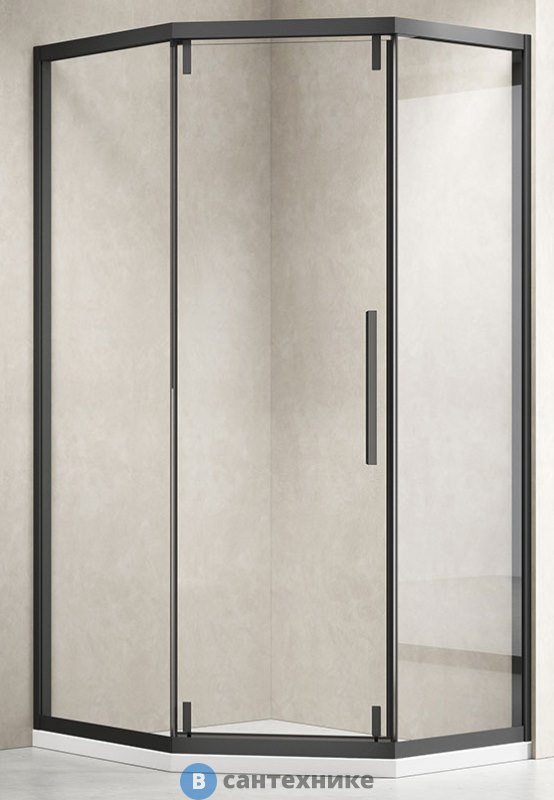 Душевой уголок Vincea Show VSP1-4SH100CLB, 1000*1000, черный, стекло прозрачное, без поддона