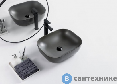 картинка Раковина BelBagno BB1302-H311 накладная керамическая, прямоугольная, серая матовая 500x400x140