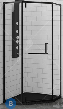 картинка Душевой уголок RGW HO-084-B 90*90*195 трапеция/чёрный/прозрачное/8 мм (350608499-14) без поддона