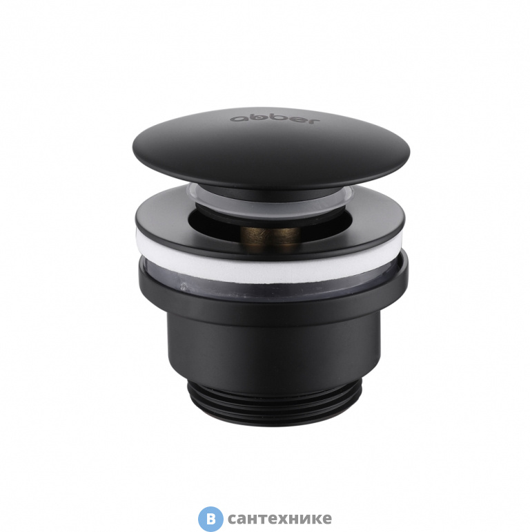 Донный клапан ABBER AF0011B без перелива, черный матовый