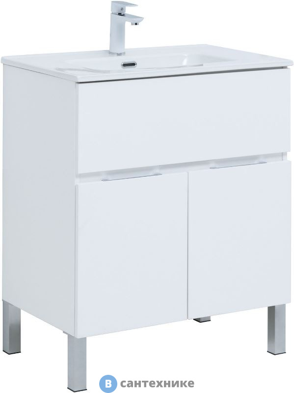 Тумба под раковину Aquanet Алвита new 70 напольная 1 ящ., 2 дв. белый матовый (303901)