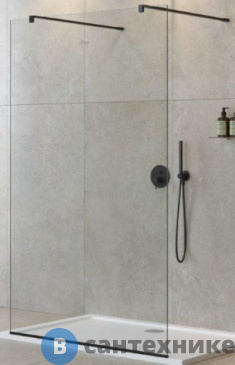 картинка Душевая перегородка Cezares LIBERTA-L-2-130-C-NERO с возможностью двустороннего входа, стекло прозрачное, профиль чёрный, 1300x1950 мм