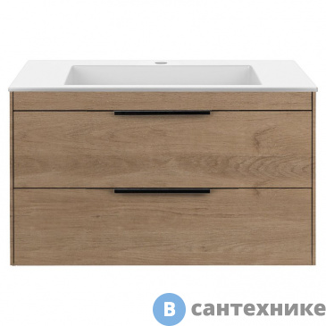 картинка Тумба под раковину Vincea Chiara 2D 800 подвесная, 2 выкатных ящика soft-close, N.Oak (VMC-2C2800NO)
