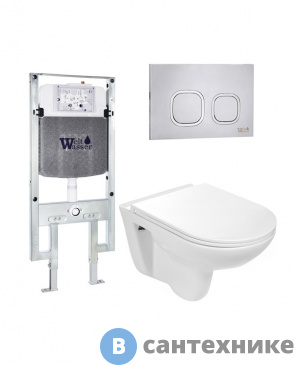 картинка Унитаз с инсталляцией WELTWASSER и кнопкой смыва (AMBERG 497 ST + BAARBACH 004 GL-WT + AMBERG RD-MT CR)