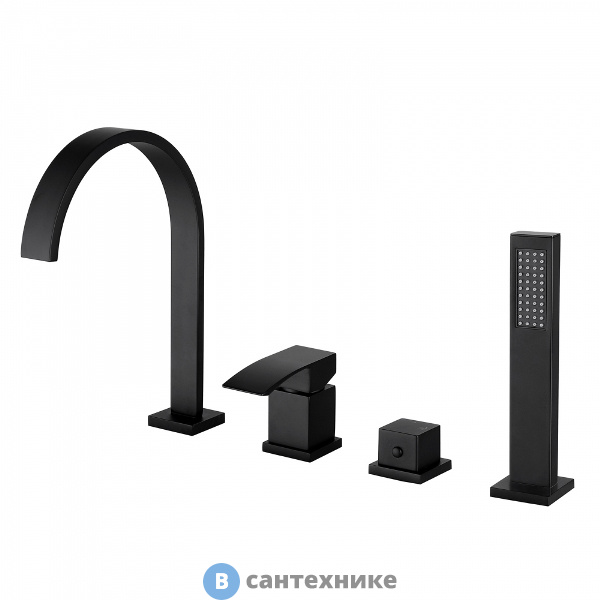 Смеситель ABBER Wasserfall AF8613B на борт ванны, чёрный матовый