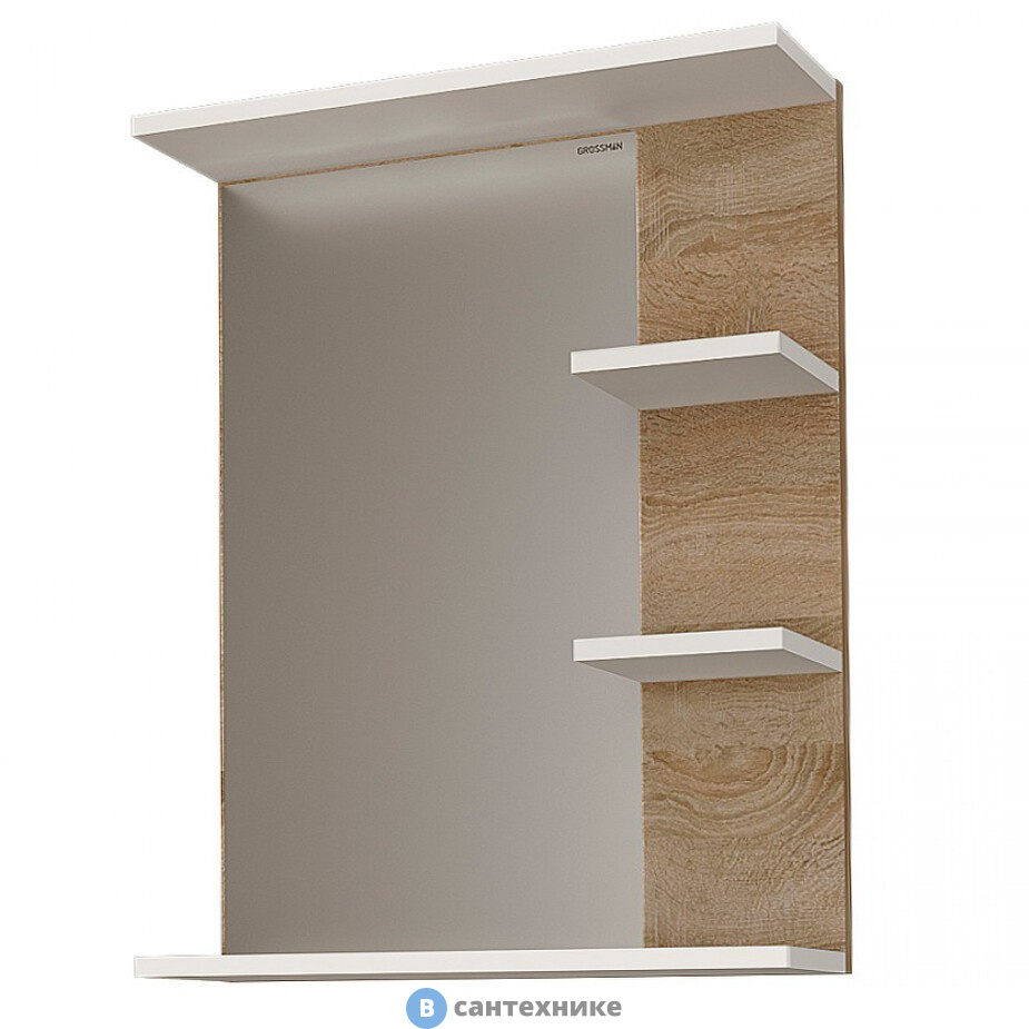 Зеркало Grossman ПОЛО-57 см с полками комбинированное (205701-1) (разобранный вид)