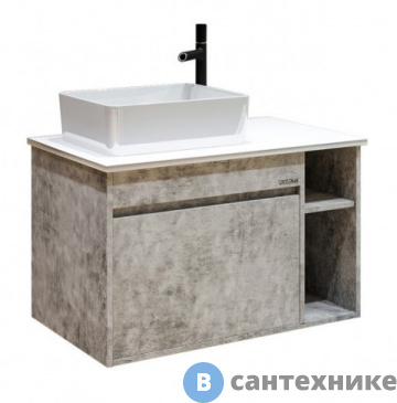 картинка Тумба под раковину Grossman ФАЛЬКОН-80 см подвесная, с 1-м ящ. бетон (под ум.GR-3016/Олимпия-56)