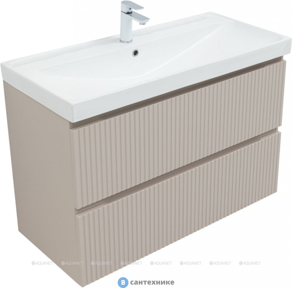 Тумба под раковину Aquanet Джейн (Flat) 100 бежевый (343979)