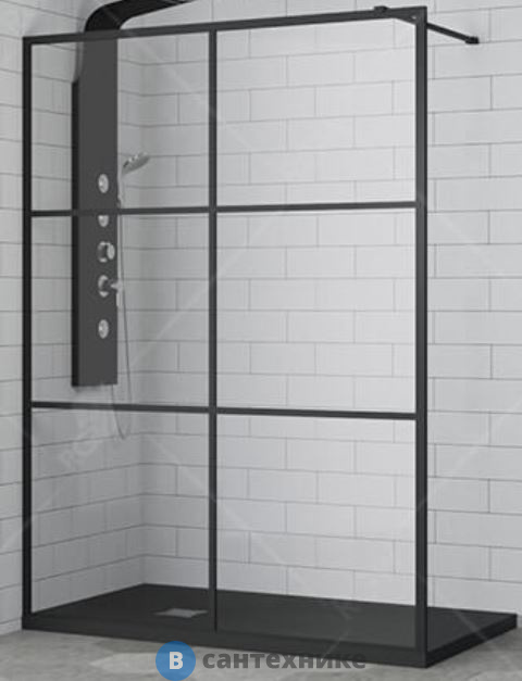 Душевая перегородка RGW WA-11-B 110*200 чёрный/прозрачное(принт)/8 мм (1080-1100) (Easy) (32101111-84)