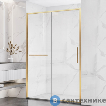 картинка Душевая дверь Vincea Slim Soft VDS-1SS130CLG, 1300, брашированное золото, стекло прозрачное