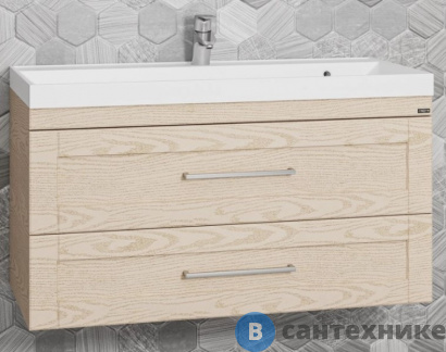 картинка Тумба под раковину СанТа Венера 100 дуб бежевый, подвес. (ум Classic 100) (221020)
