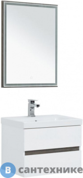 картинка Комплект мебели Aquanet Беркли 60 белый глянец/дуб рошелье дуб рошелье (258906)