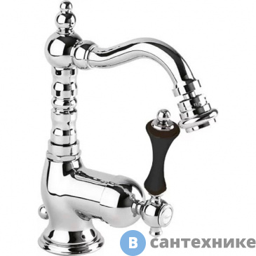 картинка Смеситель Cezares MARGOT-BSM2-01-N для биде однорычажный c донным клапаном, хром, ручка чёрная