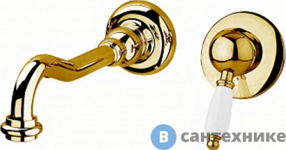 картинка Смеситель Cezares ELITE-BLS1-02-Bi встраиваемый однорычажный для раковины, бронза, ручки белые