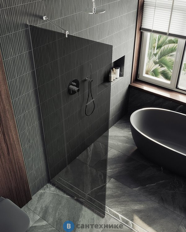 Душевая перегородка в профиле MaybahGlass 1950*890 стекло 8 мм графит (MGD-693-5у)