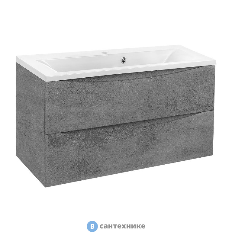 Тумба под раковину Vincea Mia 900 подвесная, 2 выкатных ящика soft close, Beton (VMC-2MA900BT)