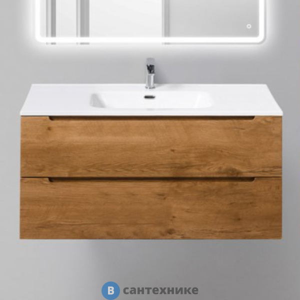 Тумба под раковину BelBagno ETNA-H60 подвесная с двумя выкатными ящиками, с доводчиками, Rovere Nature, 1000x455x600 (ETNA-H60-1000-2C-SO-RN-P)