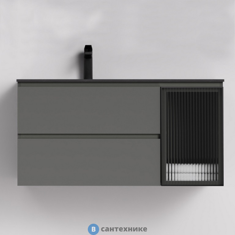 Тумба с раковиной Orans BC-2055-1000L MFC085, art marble (matte black) (1000x550x500)