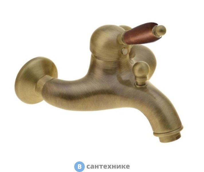 Смеситель Cezares ELITE-VM-02-Nc для ванны и душа однорычажный, бронза, ручка орех