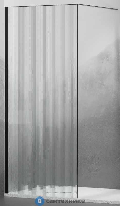 Перегородка для душа RGW WA-08B чёрный/Ribbed/8 мм 120*195 (06100812-154)