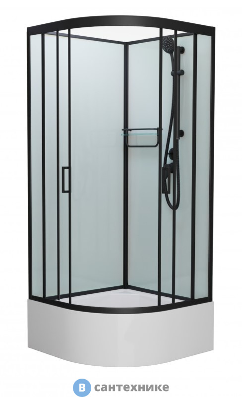 Душевая кабина Frank F400/2 М Black высокий поддон б/к (без крыши) матовое стекло