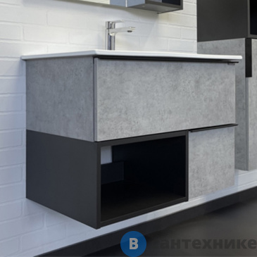 картинка Тумба Comforty Франкфурт-75 бетон светлый с раковиной COMFORTY 75E