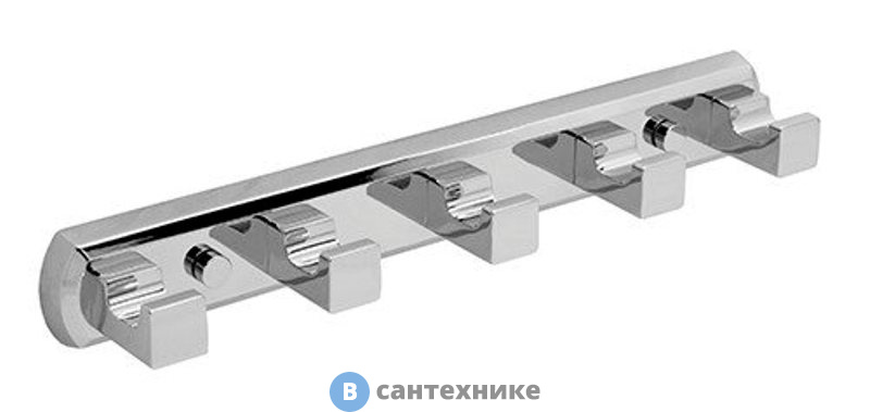 Кронштейн настенный WasserKRAFT Lippe K-6575, 5 крючков металл, хромоникелевое покрытие