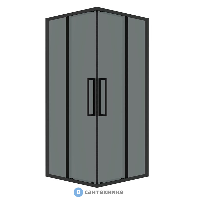 Душевое ограждение Grossman Cosmo 300.K33.02.8080.21.10 (80*80*195) квадрат, раздвижн, черн матов.,стекло тонирован, без поддона