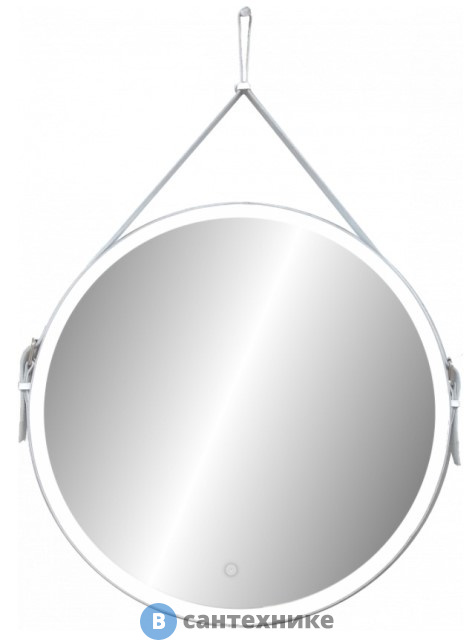 Зеркало с подсветкой Art & MAX Milan D650 на ремне из натуральной белой кожи AM-Mil-650-DS-F