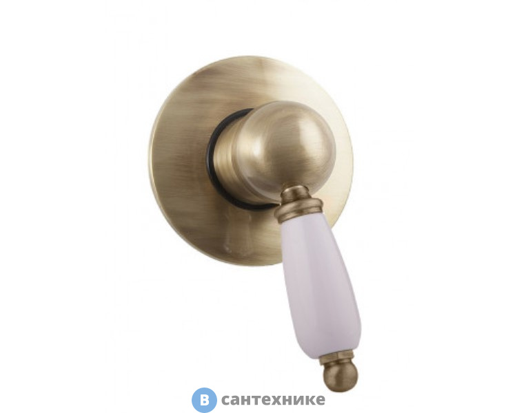 Смеситель Cezares ELITE-DIM-02-Bi встраиваемый, однорычажный для душа, бронза, ручка белые