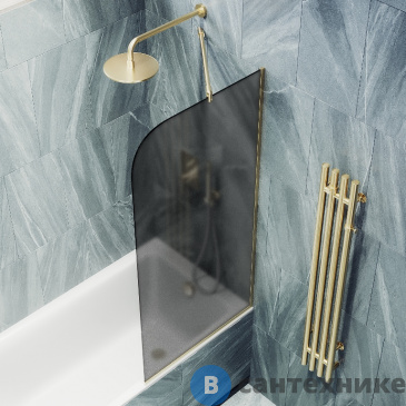 картинка Шторка для ванны в профиле MaybahGlass 1400*500 Стекло 8 мм Графит матовый (MGV-85-3у)