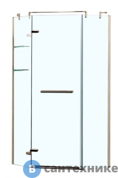 картинка Душевое ограждение AZARIO MONTREAL 900*900*2000 5-угол. без поддона, левое со стеклян полкой (распаш дверь) стекло 8 мм, пр-ль золото (AZ-NWG3231 900 L GOLD)