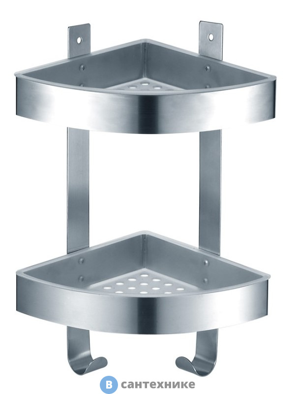 Полка AZARIO AZ-833-2 угловая двухэтажная, матовый хром