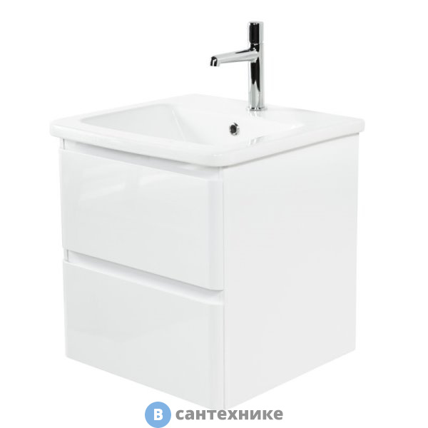 Тумба под раковину BelBagno ALBANO-CER подвесная с двумя выкатными ящиками, Bianco Lucido, 470x444x500 (ALBANO-CER-500-2C-SO-BL)