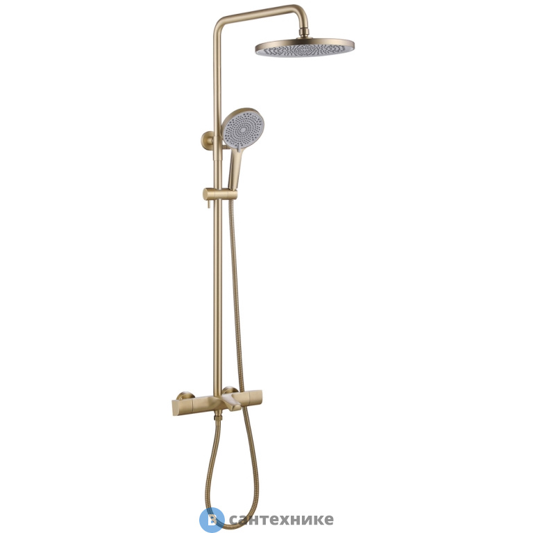 Душевая стойка ABBER Thermostat AF8516G с термостатом и изливом, золото матовое