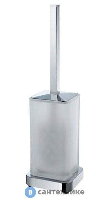 Щетка для унитаза WasserKRAFT K-1037 напольная металл, хромоникелевое покрытие, матовое стекло