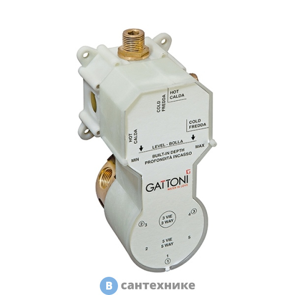 Универсальная монтажная коробка Gattoni GBOX под встраиваемый смеситель для душа на 2-5 источников, входы 1/2", хром (SC0500000)