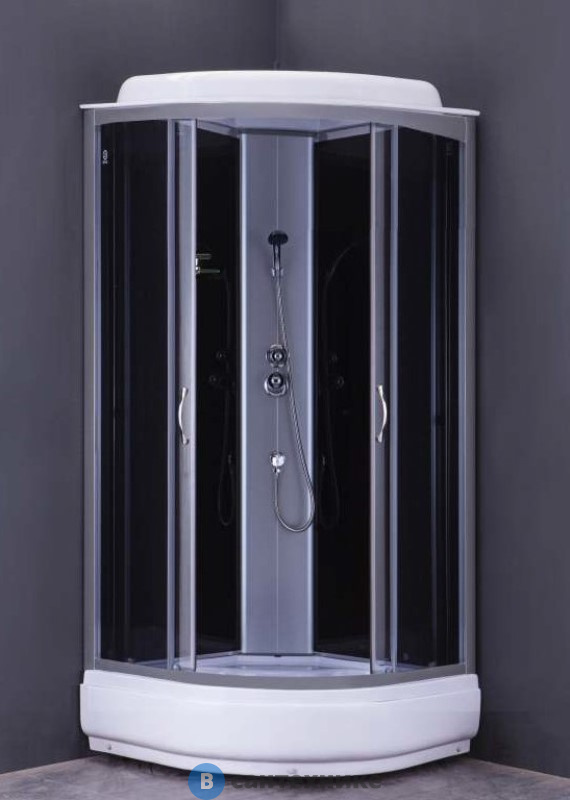 Душевая кабина Loranto CS-6610-25 G 100*100*215, средний поддон, чёрная