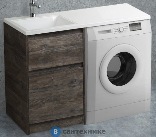 Тумба под раковину BelBagno 120 см KRAFT-LVD-580/1200-2C-PIA-PP напольная с двумя выкатными ящиками для установки рядом со стиральной машинкой, Pino Pasadena