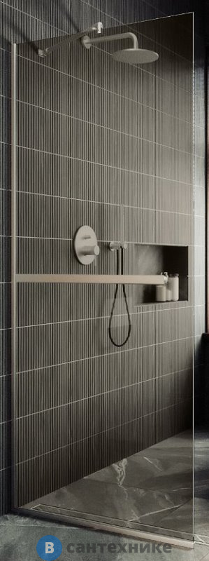 Душевая перегородка в профиле MaybahGlass 1950*790 Стекло 8 мм Бронза +Полотенцесушитель (MGD-727-5у)