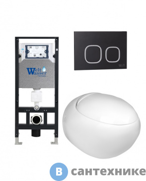 картинка Унитаз с инсталляцией WELTWASSER и кнопкой смыва (AMBERG 506 + JECKENBACH 004 GL-WT + AMBERG RD-BL)
