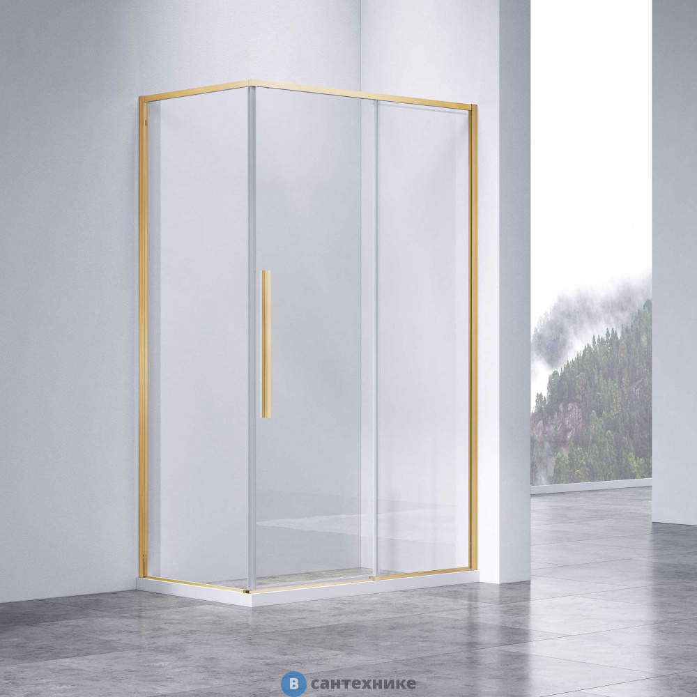 Душевой уголок Vincea Slim-N VSR-4SN9012CLG, 1200*900, брашированное золото, стекло прозрачное