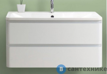 картинка Тумба под раковину BelBagno ALBANO-800-2C-SO-BL подвесная с двумя выкатными ящиками Bianco Lucido