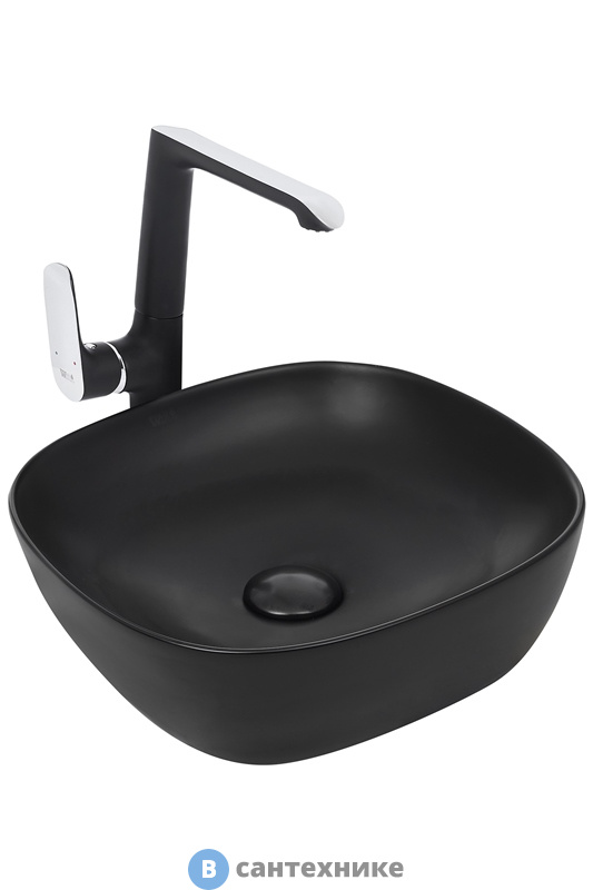 Раковина WELTWASSER ELBACH 2184 MB накладная (матовая чёрная) /370х370х115/