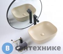 Раковина BelBagno BB1302-H316 накладная керамическая, прямоугольная, бежевая матовая 500x400x140
