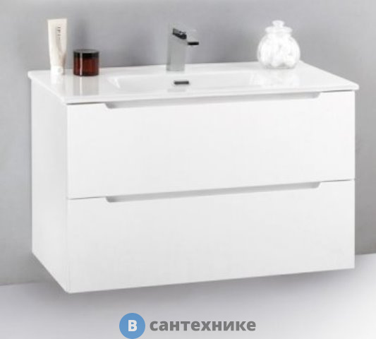 Тумба под раковину BelBagno 71 см ETNA39-800/390-2C-SO-BL-P подвесная с двумя выкатными ящиками Bianco Lucido