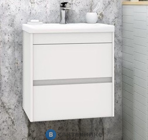 Тумба под раковину Art & MAX FAMILY Family-500-2C-SO-BL подвесная с двумя выкатными ящиками, Bianco Lucido, 500x350x550