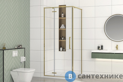 картинка Душевой уголок Royal Bath BERN-V RB100x80х195-T-GD (прозрачное) (BERN-V RB8100-T-GD)