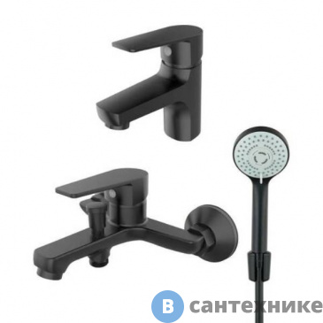 картинка Набор смесителей Смеситель Orange Loop M26-311b чёрный матовый с душевыми аксессуарами